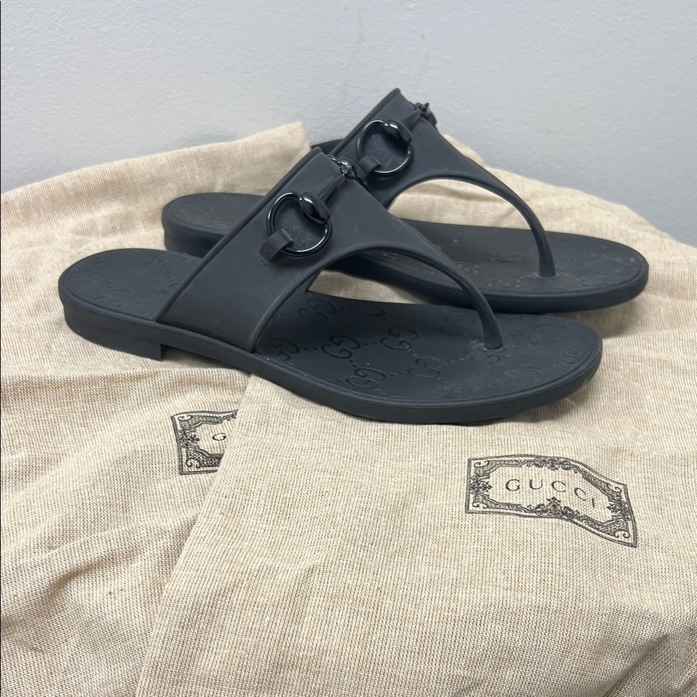 Gucci Black Rubber Sandals